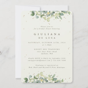 Cream Snowberry+Eucalyptus Winter Bridal Shower Invitation