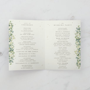 Cream Snowberry+Eucalyptus Winter Wedding Folded Programme
