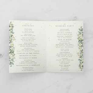 Cream Snowberry+Eucalyptus Winter Wedding Folded Programme