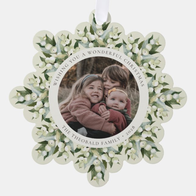 Cream Snowberry+Greenery Christmas Paper Tree Decoration Card (Front)