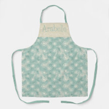 Cream Snowflakes on Mint Green