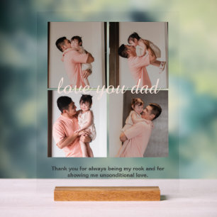 Cream Soft Happy Father's Day Gift Photo Collage  Acrylic Sign