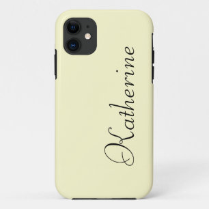 Cream Solid Colour   Minimalist Name iPhone 11 Case