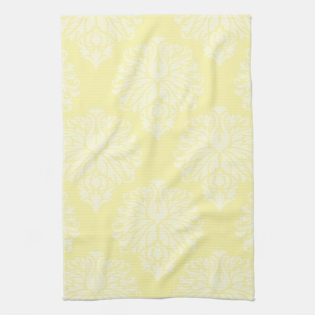 Cream Southern Cottage Damask Tea Towel (Vertical)