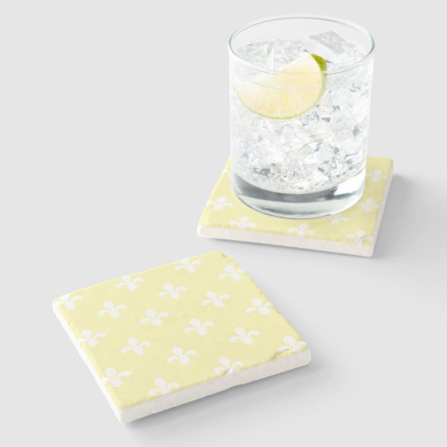 Cream Southern Cottage Fleur de Lys Stone Coaster (Side)