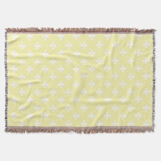 Cream Southern Cottage Fleur de Lys Throw Blanket (Front)