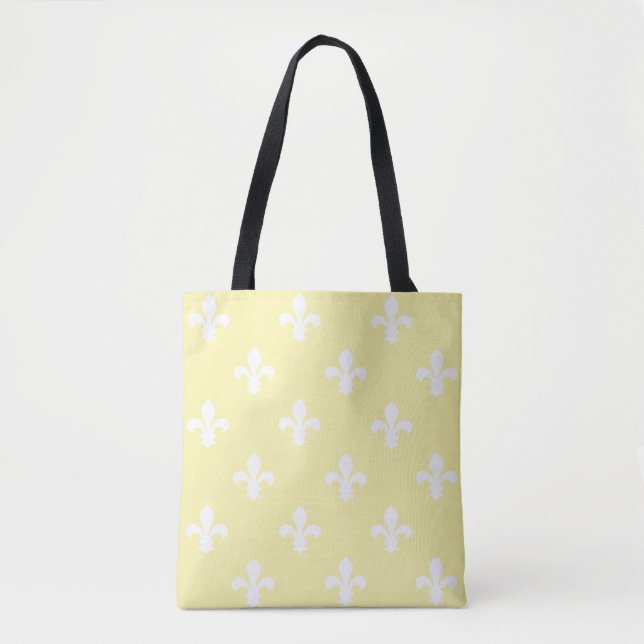 Cream Southern Cottage Fleur de Lys Tote Bag (Front)