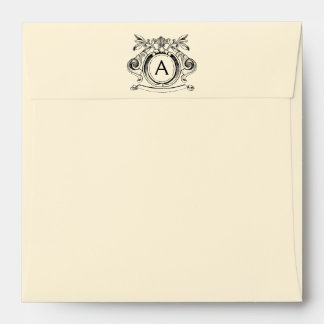 Cream Square Scrollwork Monogrammed Envelopes