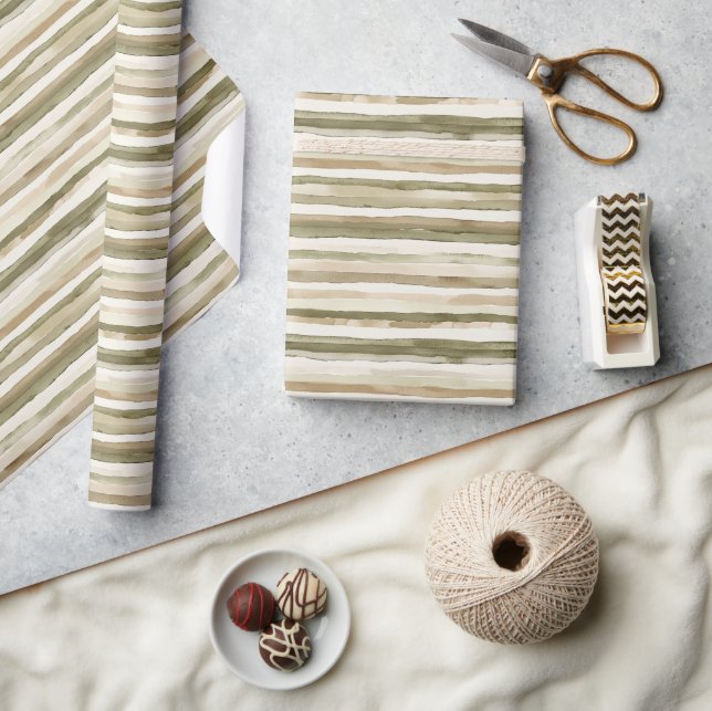 Cream Stripes Birthday Wrapping Paper (Crafts)