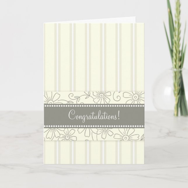 Cream Stripes Congratulations on Expecting Card (Front)