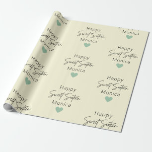 Cream Sweet 16 Personalised Birthday Wrapping Paper
