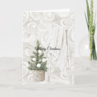 Cream Swirls Christmas Tree Ladder with Blanket