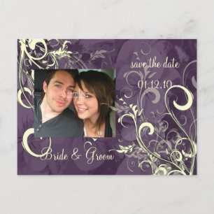 CREAM SWIRLS SAVE THE DATE, Photo Announcement Postcard