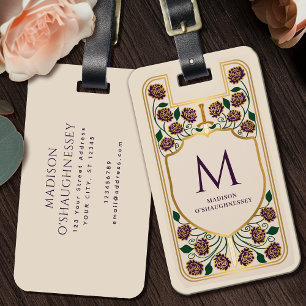 Cream Sword Shield Mediaeval Fantasy Monogram Luggage Tag