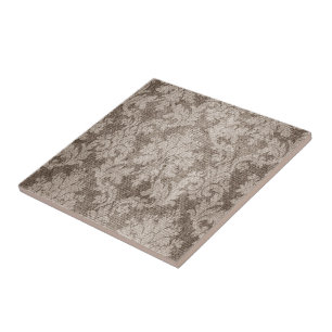 Cream, Tan Damask Tile