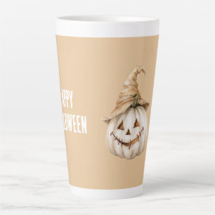Cream Tan Hat Pumpkin Halloween Latte Mug