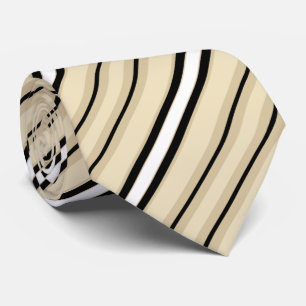 Cream Tan Taupe Beige Black Stripe Pattern Tie