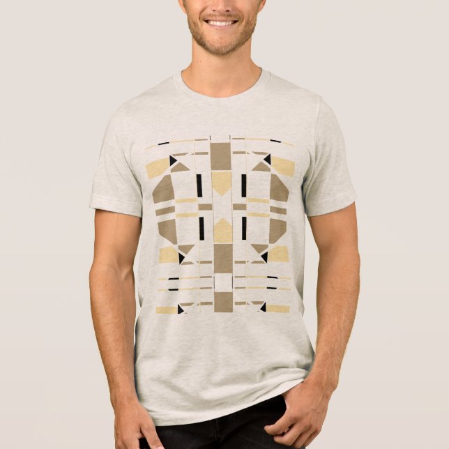 Cream Taupe Black Geometric Southwest MCM Look  Tri-Blend Shirt (Front)