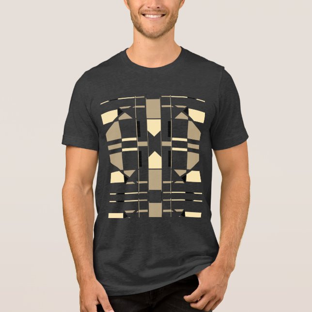 Cream Taupe Black Geometric Southwest MCM Look  Tri-Blend Shirt (Front)