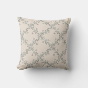 Cream Taupe Rose Sage Trellis Pattern Cushion