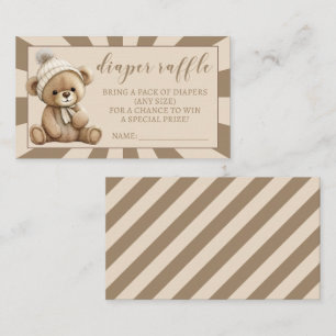 Cream teddy bear diaper raffle baby shower cards