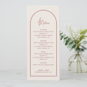 Cream & Terracotta Arch Wedding Menu Card
