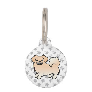 Cream Tibetan Spaniel Cartoon Dog & Pet's Info Pet Tag
