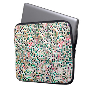 Cream tiles in textured rough style, mosaic square laptop sleeve