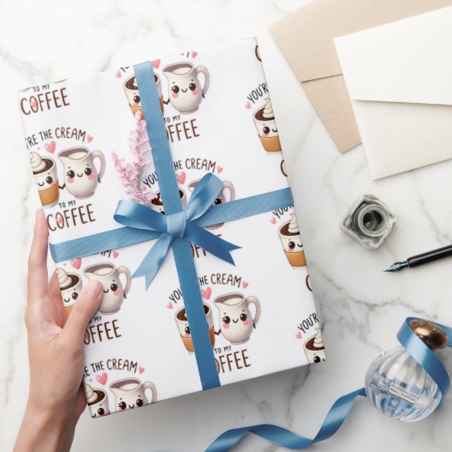 Cream to My Coffee Love Gift Wrapping Paper (Gifting)