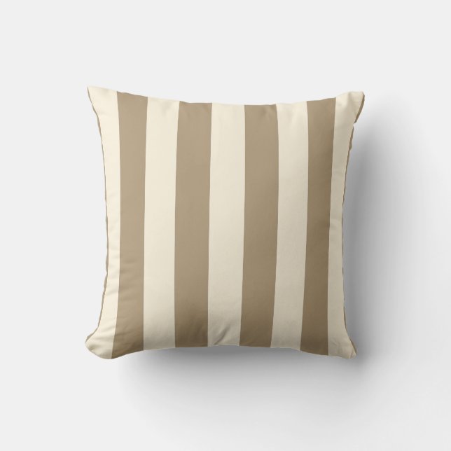 Cream Tofu Khaki Oyster Stripe Cushion (Front)