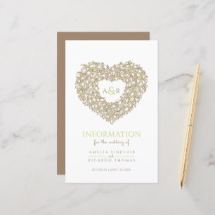 Cream tulip heart wedding guest information