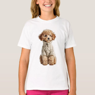 Cream Turtleneck Poodle Kids T-Shirt