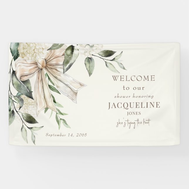Cream Tying the Knot Bow Shower Welcome Sign (Horizontal)