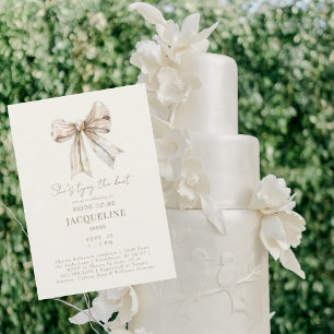 Cream Tying the Knot Bow Wedding Shower Invitation
