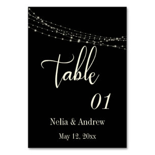 Cream Typography 32 on Black w Lights Table Number