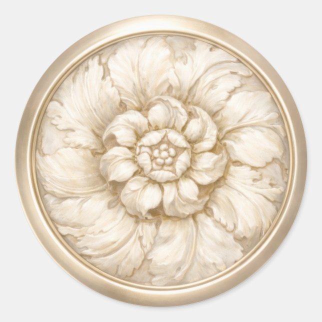 Cream Vintage Baroque Embossed Look Seal (Front)