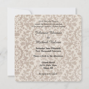 Cream Vintage Damask Wedding Invitation