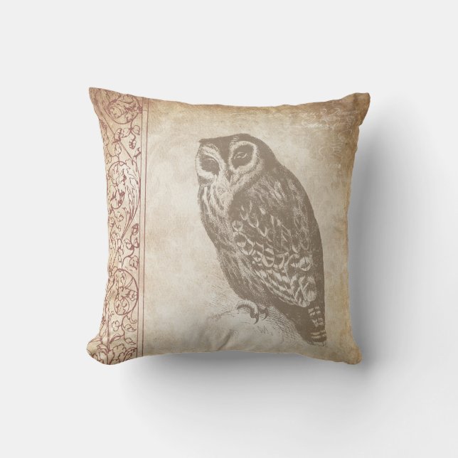 Cream Vintage Owl Cushion (Front)