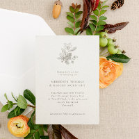 Cream Vintage Pinecone & Acorns Fall Wedding