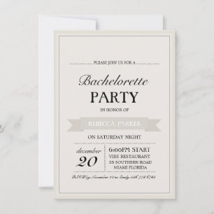Cream Vintage Poster Bachelorette Invitation