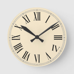 Cream Vintage Roman Numeral Wall Round Clock