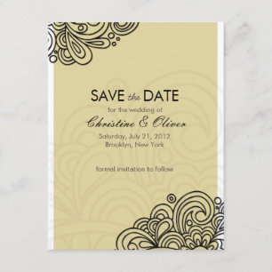 Cream Vintage Swirl Save the Date