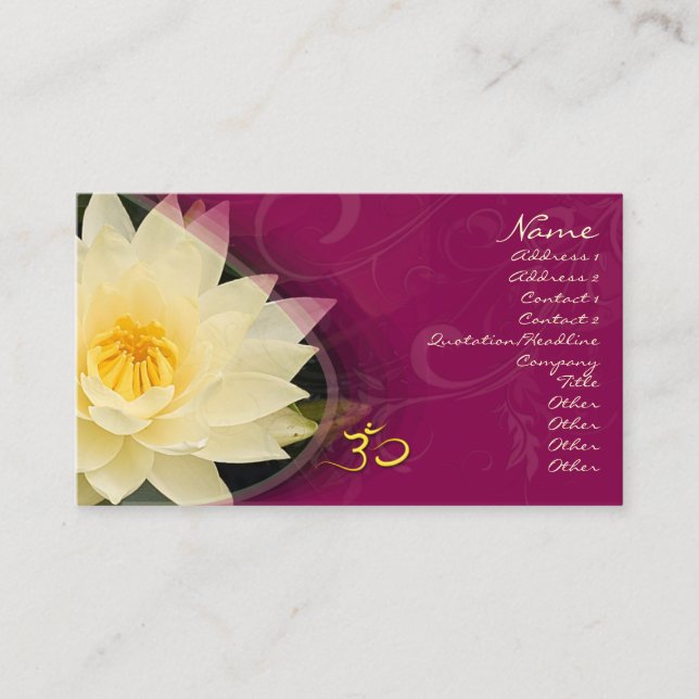 Cream water lilly, om Business card (Front)