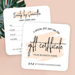 Cream Watercolor Modern Hair Salon Gift Card