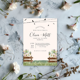 Cream Watercolor Wedding Invitation