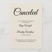 Cream Wedding Cancelled Announcement Elegant Card