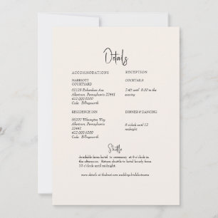 Cream Wedding Detail Invitation