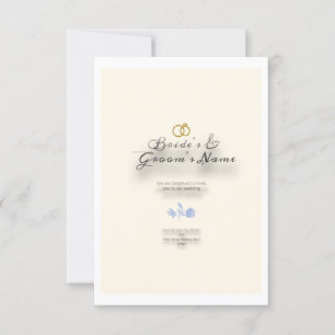 Cream wedding invitation with brown text, a soft a