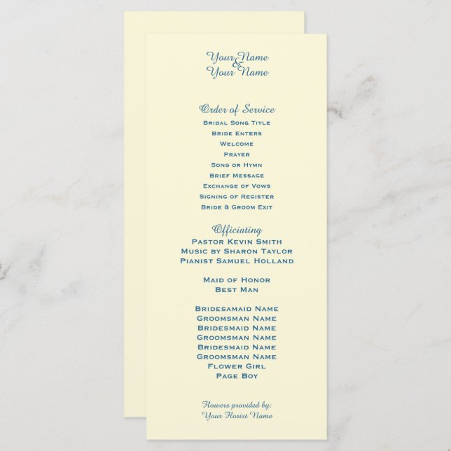 Cream Wedding Program (Front/Back)