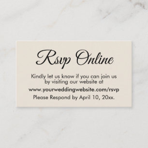 Cream Wedding RSVP Online Elegant Simple Enclosure Card